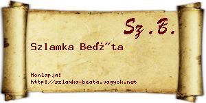 Szlamka Beáta névjegykártya