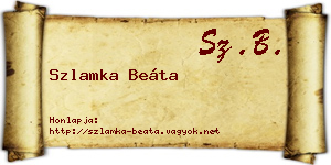 Szlamka Beáta névjegykártya